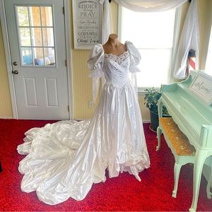 vintage 1980s satin wedding dress